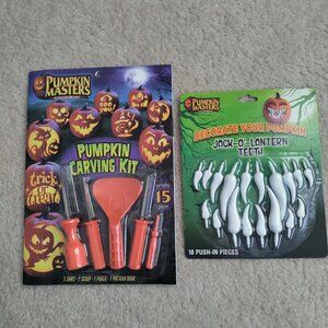New Pumpkin Maters Carving Kit & Jack-O-Lantern 18 Teeth Push-In White